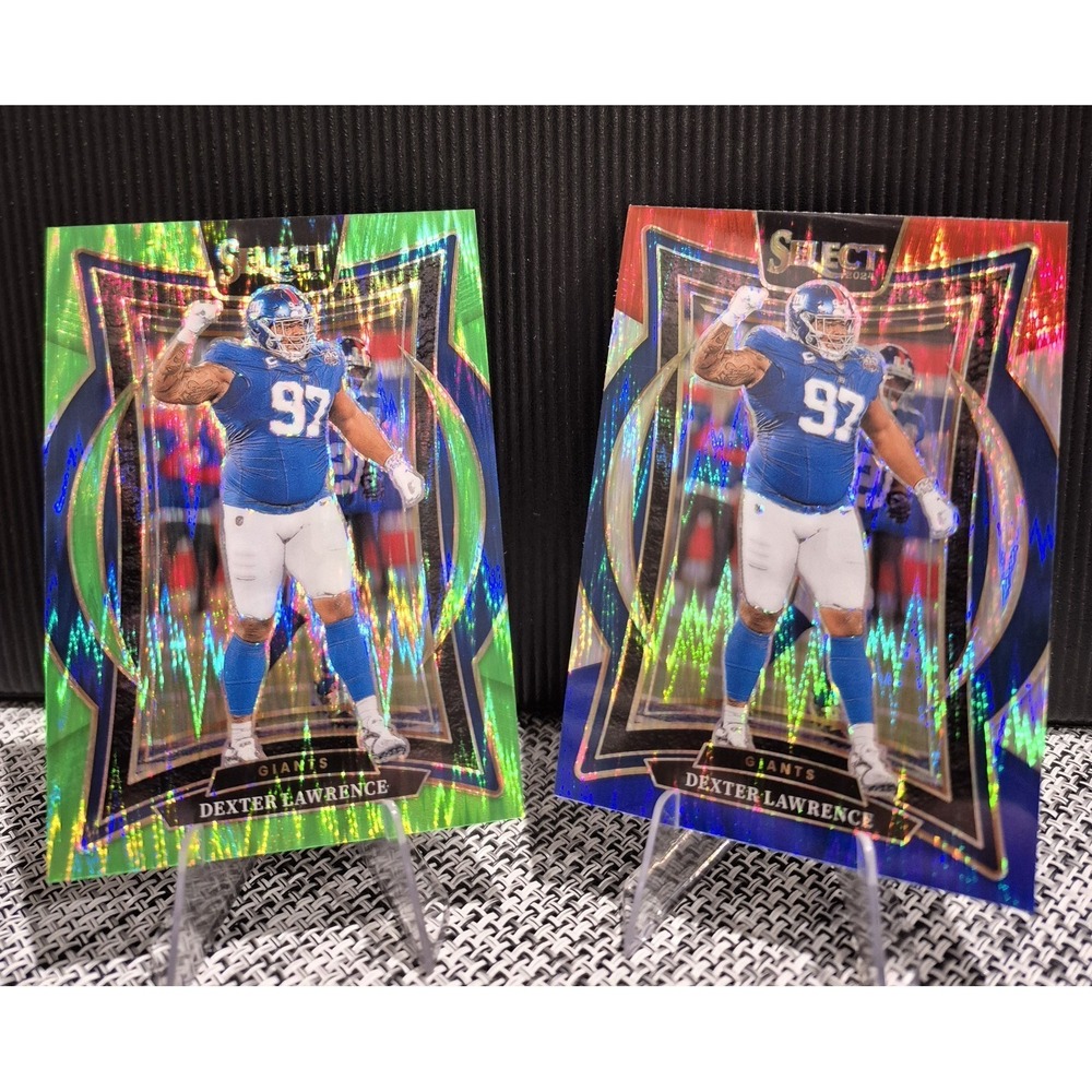 2024 Panini Select Dexter Lawrence 52 Neon Green Shock Prizm /599 Giants Lot